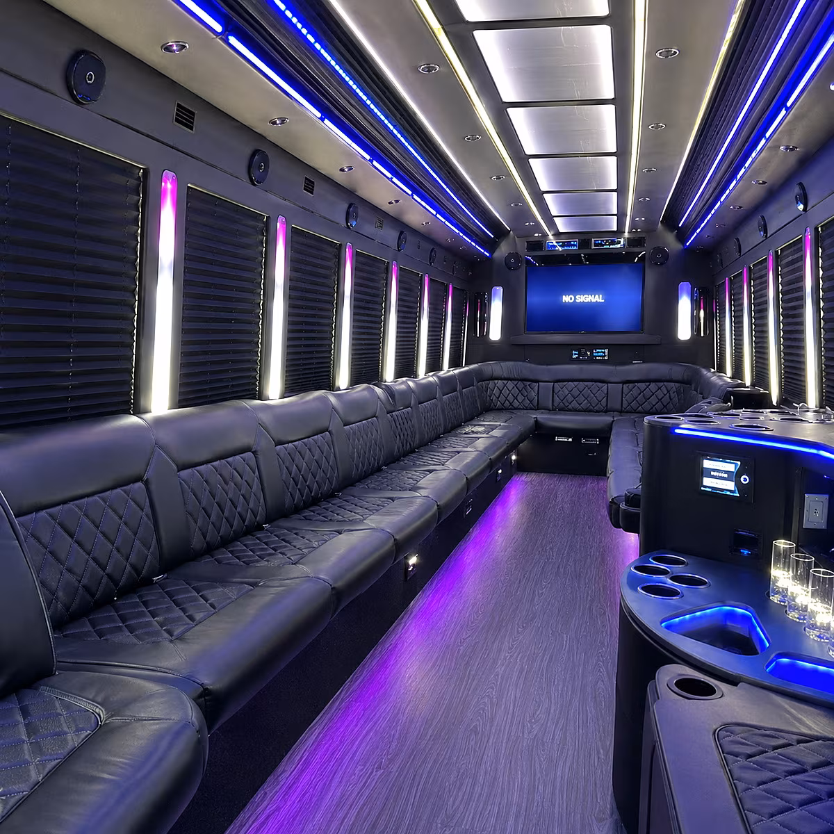 Winston-Salem Birthday, Sweet 16, & Quinceañera Transportation party bus interior