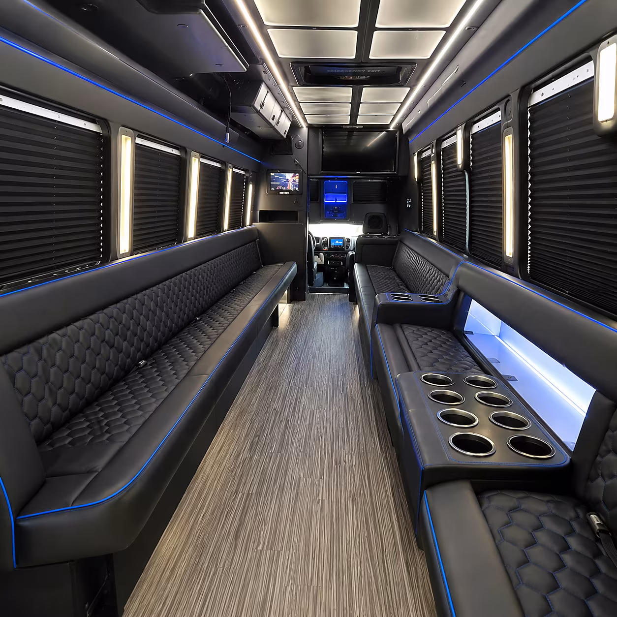 Winston-Salem Private Event Transportation party bus interior